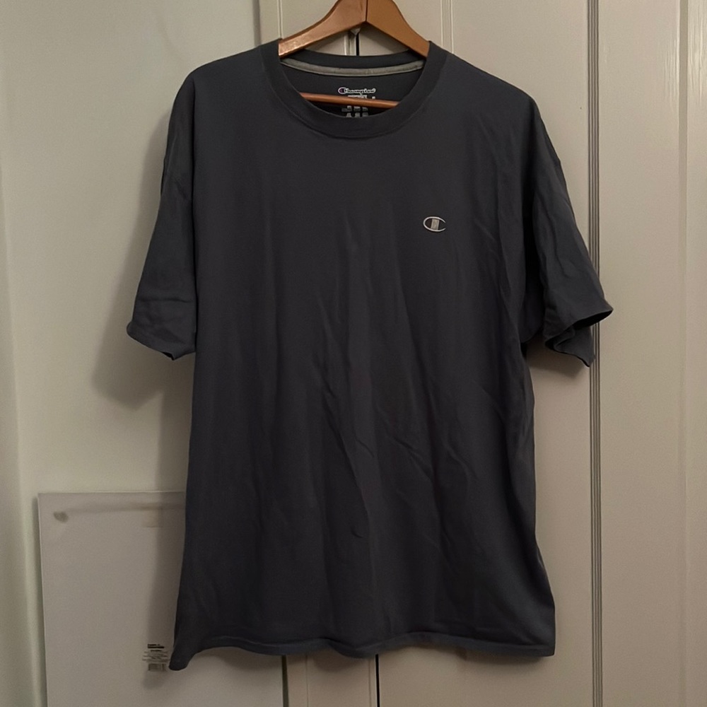 ✅ CHAMPION Authentic Big & Tall 2XL Short Sleeve Crewneck Tee T Shirt Blue Gray